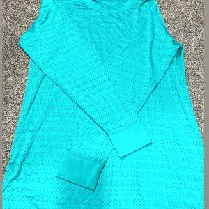 ZYIA Teal Perforated Long Sleeve Top